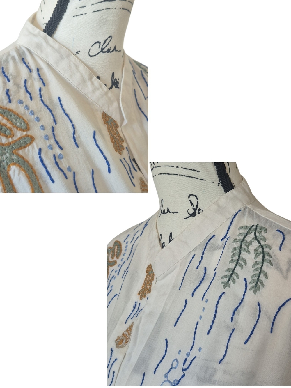 Zara Sea Life Embroidered Shirt Dress XL White Cotton Beach Cover Up Resortcore - Picture 9 of 13
